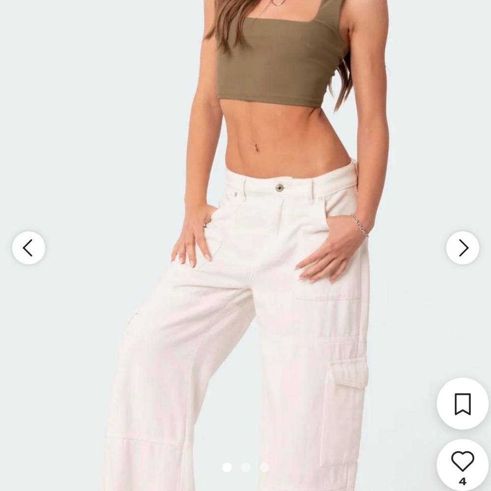 Edikted White Wide Leg Pants Modern Elegance